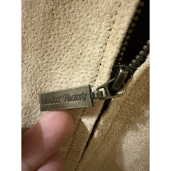 Suede Leather Jacket The Quacker Factory Embroidered Safari Size M - Picture 7 of 14